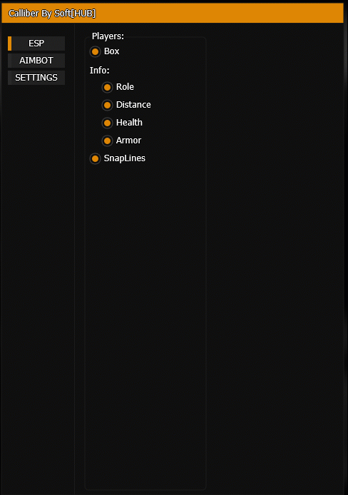 Caliber - Cheat Menu